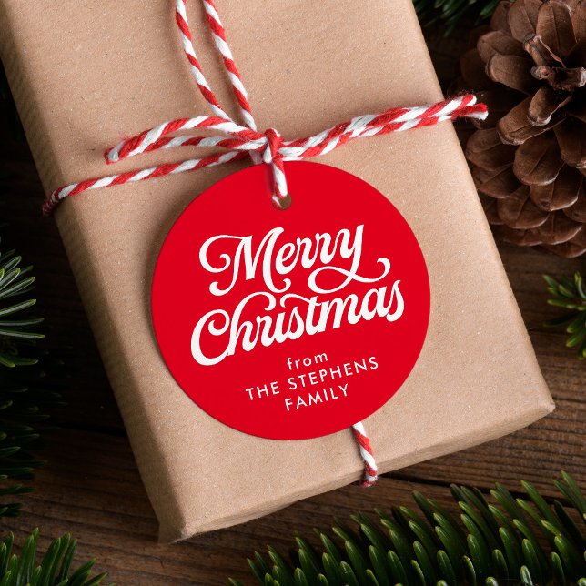 Merry Christmas classic red holiday gift tag (Creator Uploaded)