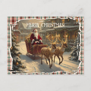 Merry Christmas Classic Retro Festive Christmas Holiday Postcard