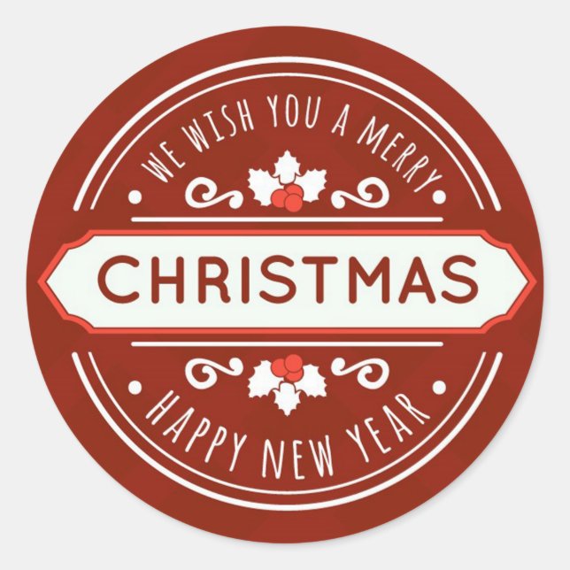 Merry Christmas Classic Round Sticker (Front)