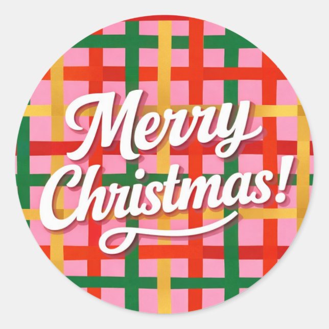 Merry Christmas Classic Round Sticker (Front)