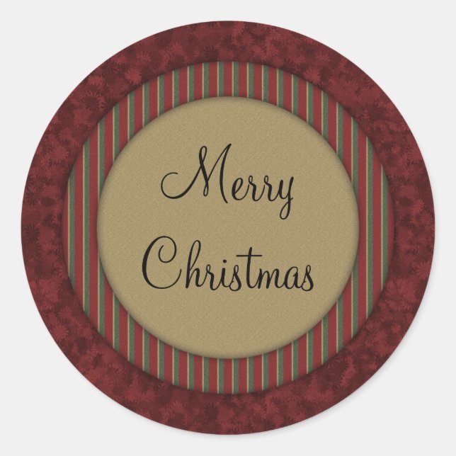 Merry Christmas Classic Round Sticker (Front)
