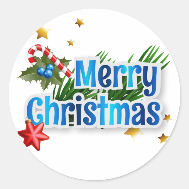 Merry Christmas Classic Round Sticker (Front)