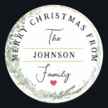 Merry Christmas    Classic Round Sticker<br><div class="desc">Personalised "Merry Christmas" Stickers: Your Festive Touch for Christmas! 'Tis the season to spread love and joy, and our "Happy Holidays" stickers are here to help you do it in a uniquely personal way. Fully Customisable: Add names, dates, or your own special words to make your Christmas greetings one-of-a-kind. Versatile...</div>