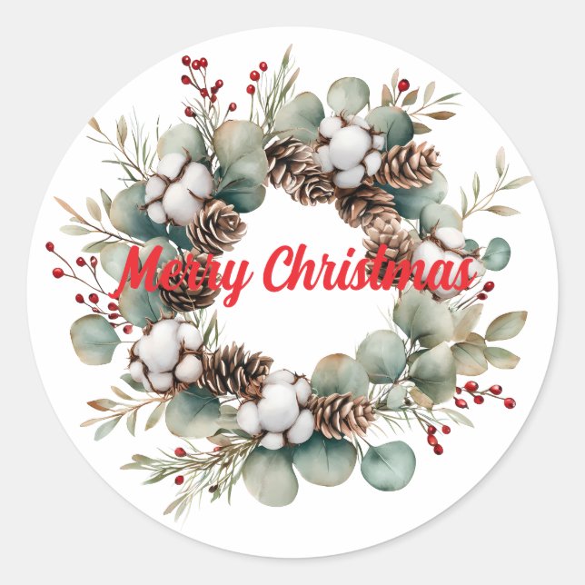 Merry Christmas Classic Round Sticker (Front)