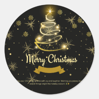 MERRY CHRISTMAS CLASSIC ROUND STICKER