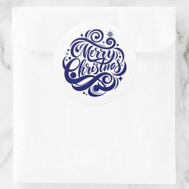 Merry Christmas Classic Round Sticker (Bag)