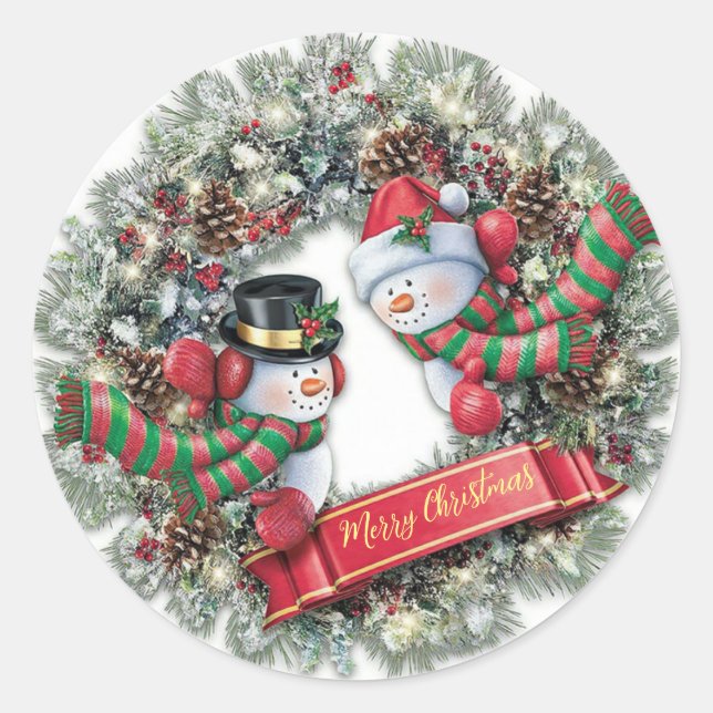 Merry Christmas Classic Round Sticker (Front)
