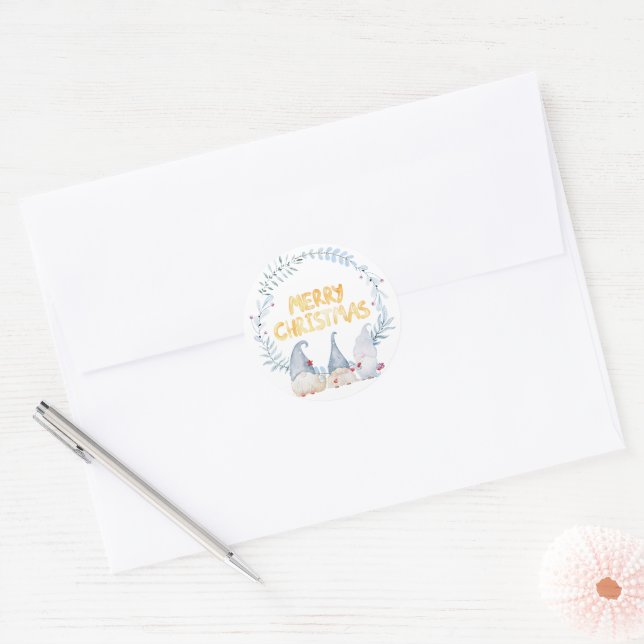 Merry Christmas Classic Round Sticker (Envelope)