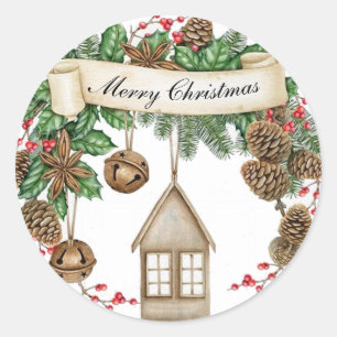 Merry Christmas Classic Round Sticker