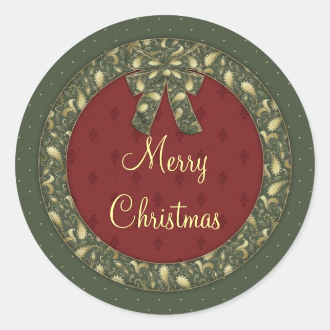 Merry Christmas Classic Round Sticker (Front)