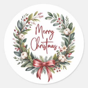 Merry Christmas Classic Round Sticker