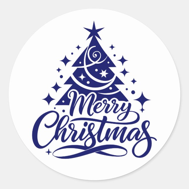 Merry Christmas Classic Round Sticker (Front)