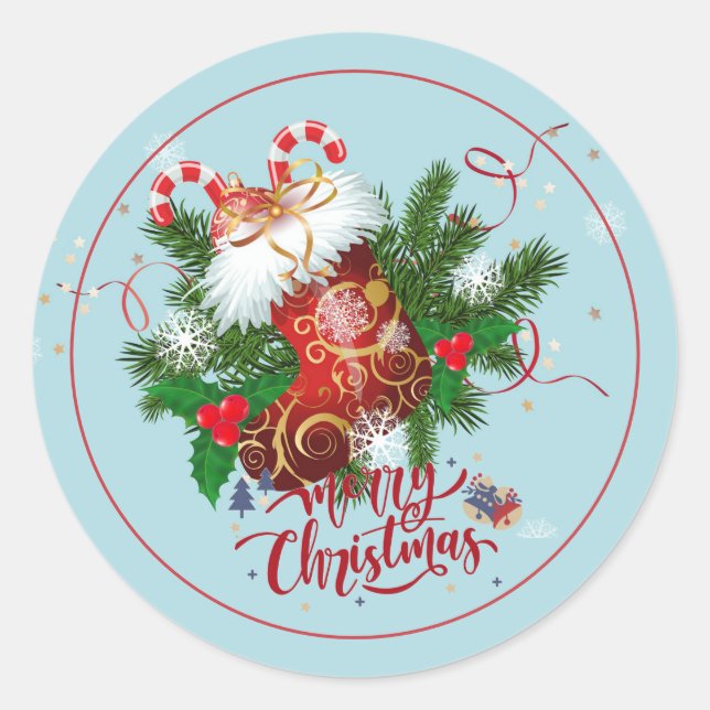 Merry Christmas Classic Round Sticker (Front)