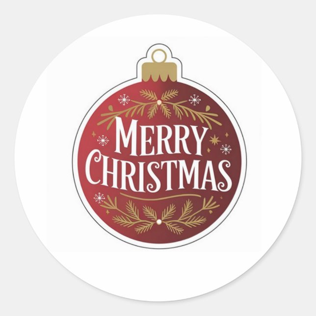 Merry christmas classic round sticker (Front)