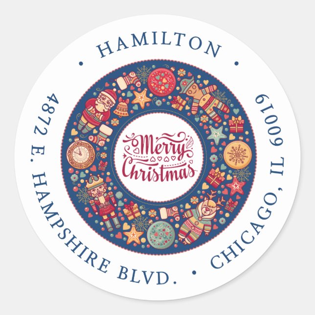 Merry Christmas Classic Round Sticker (Front)