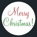 Merry Christmas Classic Round Sticker<br><div class="desc">A great sticker to celebrate the holiday!  Would be great for cards and presents</div>