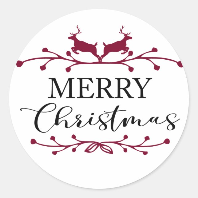 Merry Christmas Classic Round Sticker (Front)