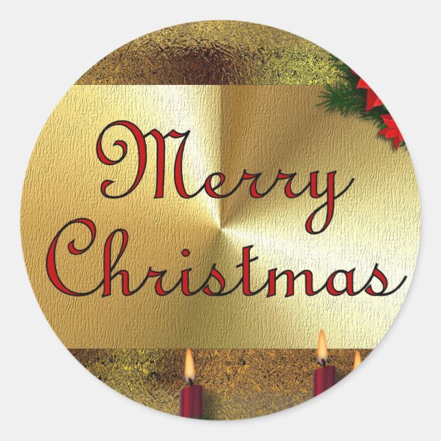 Merry Christmas Classic Round Sticker (Front)