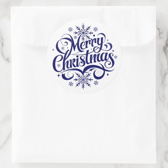 Merry Christmas Classic Round Sticker (Bag)