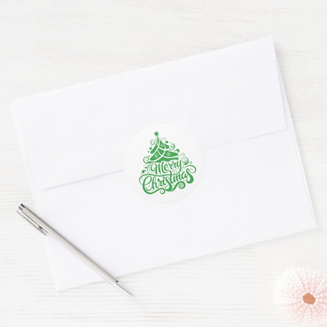 Merry Christmas Classic Round Sticker (Envelope)