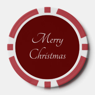 Merry Christmas Classic Script Simple Red Poker Chips