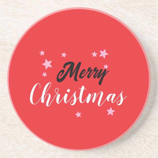 Merry Christmas Classical Unique Minimalist Plain Coaster (Front)
