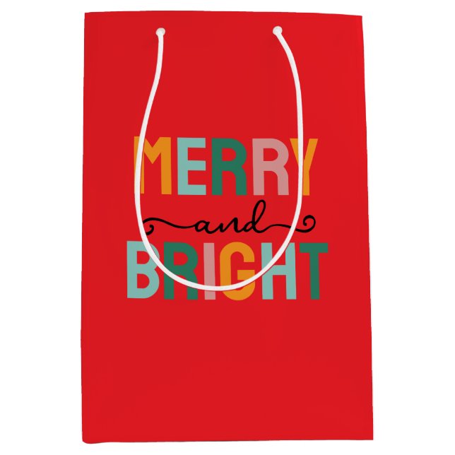 Merry Christmas Classical Unique Minimalist Plain Medium Gift Bag (Front)