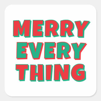 Merry Christmas Classical Unique Minimalist Plain Square Sticker