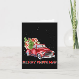 Merry Christmas Clic Red Truck Tree Family Xmas  Card