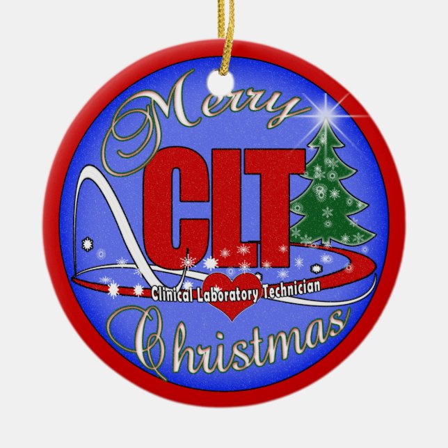 MERRY CHRISTMAS CLT ORNAMENT - CLINICAL LAB TECH (Front)