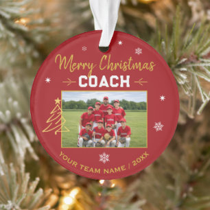 Merry Christmas Coach Personalised Team Photo Ornament