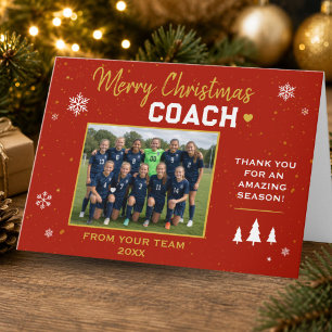 Merry Christmas Coach Team Photo Holiday Card