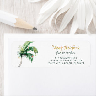 Merry Christmas Coastal Palm Tree Return Address