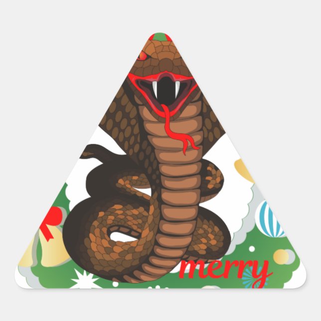merry christmas cobra snake triangle sticker (Front)