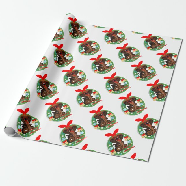 merry christmas cobra snake wrapping paper (Unrolled)