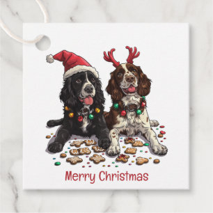 Merry Christmas Cocker Spaniel Dogs Favour Tags