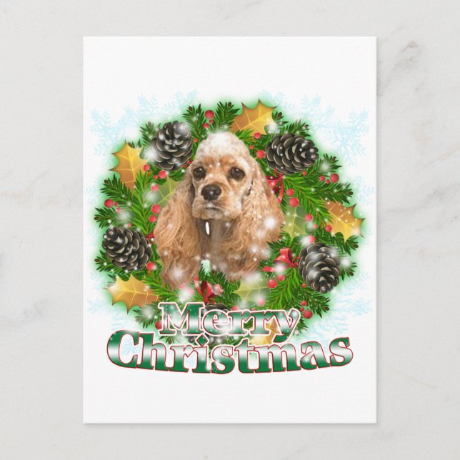 Merry Christmas Cocker Spaniel Holiday Postcard (Front)