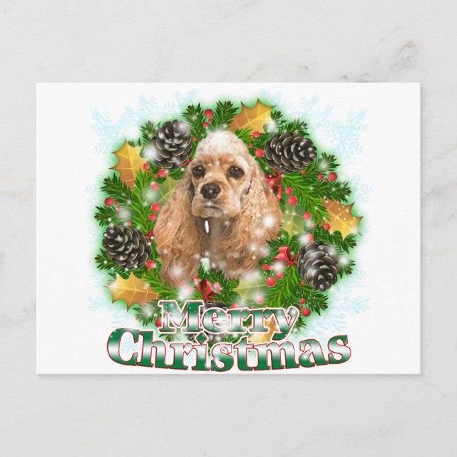 Merry Christmas Cocker Spaniel Holiday Postcard (Front)
