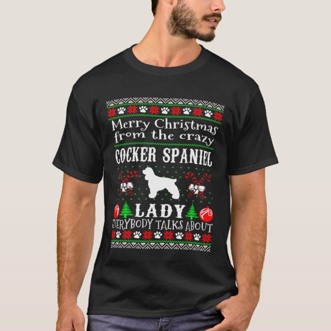 Merry Christmas Cocker Spaniel Lady Ugly Sweater (Front)
