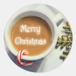 Merry Christmas Coffee Latte Stickers