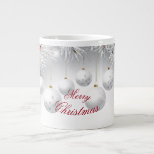 Merry Christmas coffee mug with grey spheres