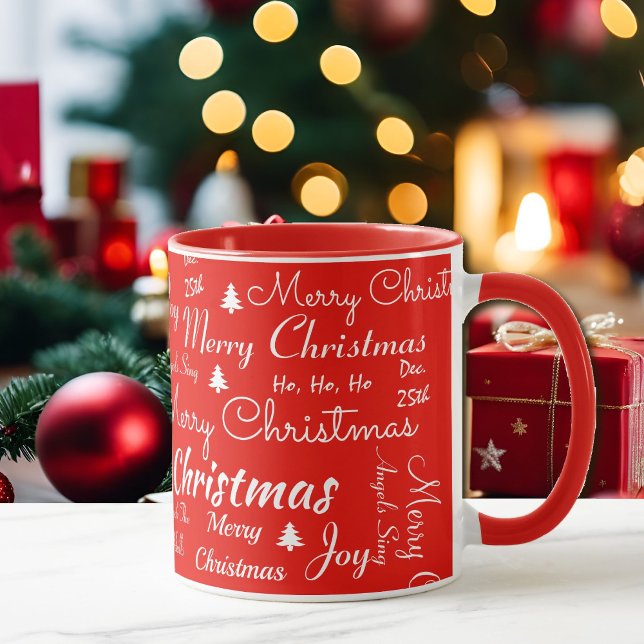 Merry Christmas Coffee Red Gift Cup Cocoa Mug  (Creator Uploaded)