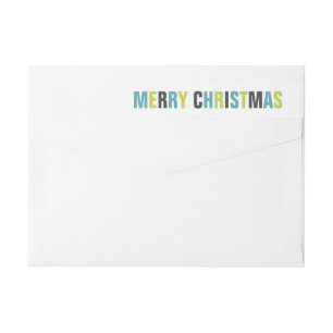 "Merry Christmas" Colorful Bold Letters Holiday  Wrap Around Label
