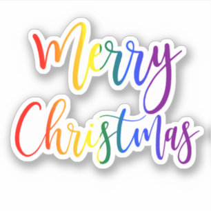 Merry Christmas Colorful Bright Rainbow Script