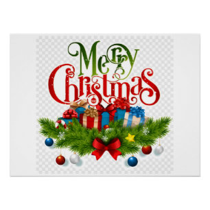 Merry Christmas, colorful holiday design, Poster