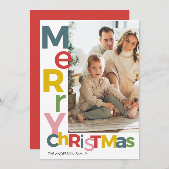 Merry Christmas Colorful Photo Invitation (Front/Back)
