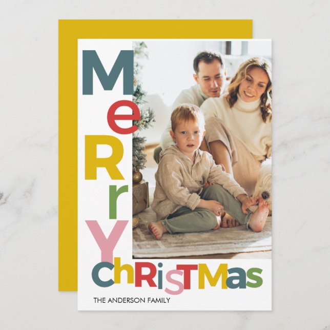 Merry Christmas Colorful Photo Invitation (Front/Back)