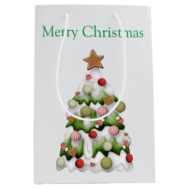 Merry Christmas colorful snow Christmas tree Medium Gift Bag (Front)