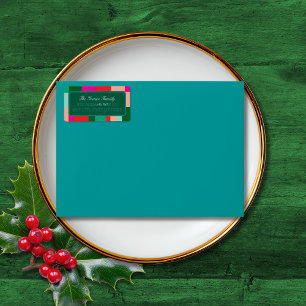 Merry Christmas Colour Block Green Mailing Address Label