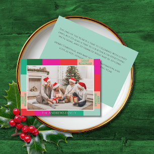 Merry Christmas Colour Block Photo Holiday Card